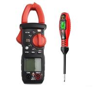 Durashmall ST181 Digital Clamp Meter 400A AC Corrente Tensione Tester con Rilevamento NCV e B19 Test Pen Live Neutro Filo Discriminazione Cacciavite Funzione Nero Rosso (ST181 b19 parola)