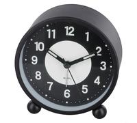 Durashmall Sveglia da comodino silenziosa che si illumina al buio con lancette luminose e a batteria, senza ticchettio, cassa rotonda in metallo nero, orologio da tavolo per camera da letto o camera