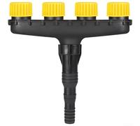 Durashmall Ugello a spruzzo d'acqua in plastica a 4 teste regolabile con nebbia fine per sistema di irrigazione da giardino agricoltura serra giallo 27,5 x 27,5 x 6 cm