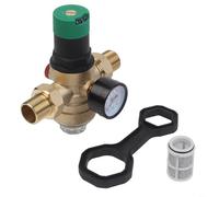 Durashmall Valvola di riduzione della pressione in ottone con indicatore visivo per sistemi Honeywell DN15 DN20 DN25 regolatore di pressione dell'acqua regolabile filtro incluso 255 x 155 mm (DN20)