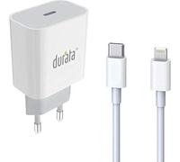 Durata Adattatore DR-75 con porta PD 18 W 3,0 A Caricatore rapido a Porta Singola 18 W + Cavo da USB-C a Lightning - Caricatore di alimentazione - Per Compatibile con Apple Compatibile con iPhone