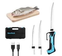 DURATECH 12V Coltello Elettrico da Cucina Senza Fili, Coltello Sfilettare Pesce con Lame da 20cm e 25cm, Batteria Integrata 2000mAh, Type-C, Blocco di Sicurezza,Ideali per Pescatori, Chef