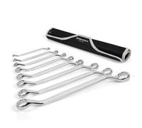 DURATECH 50-Degree Offset Wrench Set, SAE, Double Box End Wrench Set, 8-Piece, 1/4'' to 1-1/4'', 12 Point, CR-V Steel, with Easy Hang Rolling Pouch