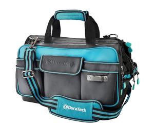 DURATECH Borsa Porta Attrezzi a Bocca Larga 43cm, Borsa Porta Utensili da Lavoro con 32 Tasche Extra Profonda, Tessuto Antiperforazione e Fondo Impermeabile, Carico Massimo 30kg