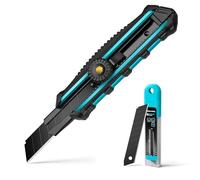 DURATECH Cutter Professionale 18mm con Blocco Rotante di Sicurezza, Lame SK5 a Spezzatura con 10 Lame di Ricambio, Taglierino per Cartone Carta e Tappeto