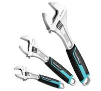 DURATECH Set di 3 chiavi regolabili da 15,2 cm e 20,3 cm e 25,4 cm, con impugnatura morbida, scale metriche e SAE, in acciaio Cr-V, per casa, garage, officina