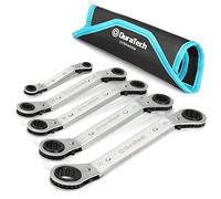 DURATECH Set di 5 chiavi a cricchetto reversibili a doppio anello, 6 mm-21 mm, con custodia per il trasporto