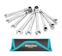 DURATECH Set di 9 Chiavi Combinate a Cricchetto con Testa Flessibile, Chiavi Combinate, Cricchetto 72 Denti, Metriche 8, 10, 11, 12, 13, 14, 15, 16, 17mm, Acciaio CR-V, con Astuccio Rotolante