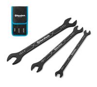 DURATECH Set di Chiavi 4-in-1 a Doppia Apertura Extra Sottile 6-17 mm, 3 Pezzi in 12 Misure, per Spazi Ristretti e Bulloni Sottili, Rivestimento Antiruggine, con Pochette Avvolgibile