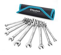 DURATECH Set di chiavi a bussola con testa flessibile, set di chiavi a bussola combinate a doppia testa, 8-19 mm, 12 punti, 9 pezzi, con custodia arrotolabile