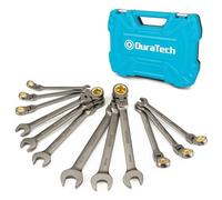 DURATECH Set di chiavi a cricchetto con testa flessibile antiscivolo, set di chiavi combinate, 12 pezzi, 72 denti, metrico, 8-19 mm, acciaio CR-V, organizzato in valigetta di stoccaggio