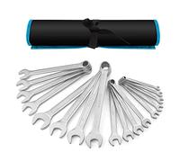DURATECH Set di chiavi combinate, 17 pezzi, set di chiavi aperte, cromato opaco, acciaio al cromo vanadio, DIN 3113, metrica, 6-22 mm, 12 punti, con custodia