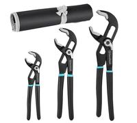 DURATECH Set di pinze regolabili per tubi e dadi 3 pezzi, 200MM/250MM/300MM, pinze per giunzioni rapide regolabili con ampia capacità di ganasce, impugnatura antiscivolo, astuccio rotante