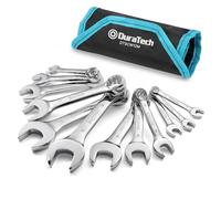 DURATECH Stubby - Set di chiavi combinate con estremità aperta, 12 pezzi, 8-19 mm, acciaio al cromo vanadio, 12 punte, con custodia per il trasporto