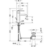 Duravit Balcoon Mitigeur monocommandé pour lavabo S FreshStart et Minusflow, avec vidage à tirette, BA1013001046, BA1013001046, Colorazione: Nero opaco