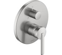 Duravit Balcoon - Rubinetto per vasca da bagno, per 2 consumatori con valvola di commutazione, termostato per vasca con sistema di miscelazione in ceramica, acciaio inox spazzolato