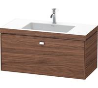 Duravit Brioso Meuble vasque c-bonded avec socle mural 100,0x48,0 cm, 1 tiroir, sans trop-plein, avec banquette pour robinet, 1 trou de robinet, BR4602O1021, BR4602O1021, Colorazione: noce decoro scur
