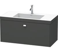 Duravit Brioso Meuble vasque c-bonded avec socle mural 100,0x48,0 cm, 1 tiroir, sans trop-plein, avec robinetterie, sans trou de coulée, BR4602N1021, BR4602N1021, Colorazione: noce decoro scuro, manig