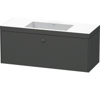 Duravit Brioso Meuble vasque c-bonded avec socle mural 120,0x48,0 cm, 1 tiroir, sans trop-plein, avec robinetterie, sans trou de coulée, BR4603N4949, BR4603N4949, Colorazione: Grafite opaco Decor, man