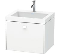 Duravit Brioso Meuble vasque c-bonded avec socle mural 60,0x48,0 cm, 1 tiroir, sans trop-plein, avec banquette pour robinet, 1 trou de robinet, BR4600O1818, BR4600O1818, Colorazione: Bianco opaco Deco