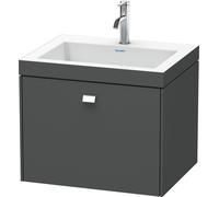 Duravit Brioso Meuble vasque c-bonded avec socle mural 60,0x48,0 cm, 1 tiroir, sans trop-plein, avec robinetterie, sans trou de coulée, BR4600N1079, BR4600N1079, Colorazione: Noce decoro naturale, man