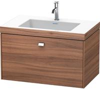 Duravit Brioso meuble vasque c-bonded avec socle mural 80,0x48,0 cm, 1 tiroir, sans trop-plein, avec banquette pour trou de robinet, 1 trou de robinet, BR4601O1079, BR4601O1079, Colorazione: Noce deco