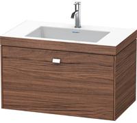 Duravit Brioso meuble vasque c-bonded avec socle mural 80,0x48,0 cm, 1 tiroir, sans trop-plein, avec banquette pour trou de robinet, 1 trou de robinet, BR4601O1021, BR4601O1021, Colorazione: noce deco