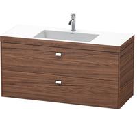 Duravit Brioso Vasque à meuble c-bonded avec socle mural 120,0x48,0 cm, 2 tiroirs, avec découpe pour siphon et tablier, sans trop-plein, avec banquette pour trou de robinet, 1 trou de robinet, BR4608O