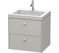 Duravit Brioso Vasque à meuble c-bonded avec socle mural 60,0x48,0 cm, 2 tiroirs, avec découpe pour siphon et tablier, sans trop-plein, avec table de robinetterie, 1 trou de robinet, BR4605O0707, BR46