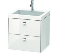 Duravit Brioso Vasque à meuble c-bonded avec socle mural 60,0x48,0 cm, 2 tiroirs, avec découpe pour siphon et tablier, sans trop-plein, avec table de robinetterie, 1 trou de robinet, BR4605O1022, BR46