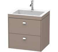Duravit Brioso Vasque à meuble c-bonded avec socle mural 60,0x48,0 cm, 2 tiroirs, avec découpe pour siphon et tablier, sans trop-plein, avec table de robinetterie, 1 trou de robinet, BR4605O1043, BR46
