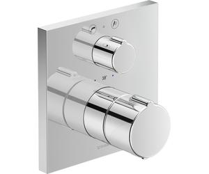 Duravit C.1 thermostat de baignoire encastré, rosace carrée, avec robinet de vidange et inverseur, combinaison de sécurité, chrome, C15200017010, C15200017010