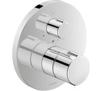 Duravit C.1 thermostat de douche encastré, rosette ronde, 2 consommateurs, robinet d'arrêt et vanne de commutation, C14200014046, C14200014046, Colorazione: Nero opaco
