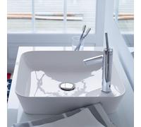 Duravit Cape Cod Lavello da banco, 460 x 460 mm, con isola di rubinetto, senza troppopieno, Colorazione: Colore interno bianco, colore esterno bianco, con Wondergliss