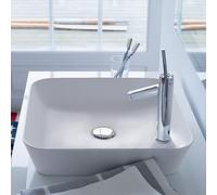 Duravit Cape Cod Lavello da banco, 460 x 460 mm, con isola di rubinetto, senza troppopieno, Colorazione: colore interno bianco seta opaca, colore esterno bianco seta opaca, con Wondergliss