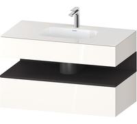 Duravit Collection One lavabo à encastrer avec meuble sous-vasque en console, 1000x550x600mm, niche graphite super mate, QA4786080220010, QA4786080220010, Colorazione: Bianco lucido/con illuminazione 