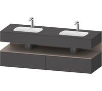 Duravit Collection One lavabo à encastrer avec meuble sous-vasque en console, 1600x550x600mm, niche basalte mat, lavabos doubles, QA4797043490010, QA4797043490010, Colorazione: Grafite opaco/con illum