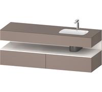 Duravit Collection One lavabo à encastrer avec meuble sous-vasque en console, 1600x550x600mm, niche blanc supermatt, vasque à droite, QA4796084430000, QA4796084430000, Colorazione: Basalto opaco