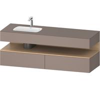 Duravit Collection One lavabo à encastrer avec meuble sous-vasque en console, 1600x550x600mm, niche en chêne naturel, vasque à gauche, QA4795030430010, QA4795030430010, Colorazione: Basalto opaco/con