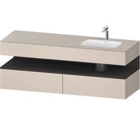 Duravit Collection One lavabo à encastrer avec meuble sous-vasque en console, 1600x550x600mm, niche graphite super mate, vasque à droite, QA4796080830000, QA4796080830000, Colorazione: supermatt grigi