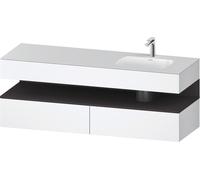 Duravit Collection One lavabo à encastrer avec meuble sous-vasque en console, 1600x550x600mm, niche graphite super mate, vasque à droite, QA4796080180010, QA4796080180010, Colorazione: Bianco opaco/co