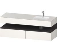 Duravit Collection One lavabo à encastrer avec meuble sous-vasque en console, 1600x550x600mm, niche graphite super mate, vasque à droite, QA4796080840000, QA4796080840000, Colorazione: Bianco Supermat