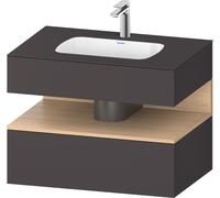 Duravit Collection One lavabo à encastrer avec meuble sous-vasque en console, 800x550x600mm, niche en chêne naturel, QA4785030800010, QA4785030800010, Colorazione: Supermatt grafite/con illuminazione