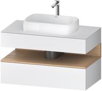 Duravit Collection One Meuble sous-vasque sur console, 1 tiroir, 1 tiroir, découpe au centre, 1000x550x600mm, niche en chêne naturel, QA4731030180010, QA4731030180010, Colorazione: Bianco opaco/con il