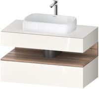 Duravit Collection One Meuble sous-vasque sur console, 1 tiroir, 1 tiroir, découpe au centre, 1000x550x600mm, niche chêne mamelonné, QA4731055220010, QA4731055220010, Colorazione: Bianco lucido/con il