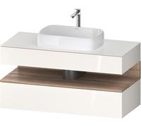 Duravit Collection One Meuble sous-vasque sur console, 1 tiroir, 1 tiroir, découpe au centre, 1200x550x600mm, niche chêne mamelonné, QA4732055220010, QA4732055220010, Colorazione: Bianco lucido/con il