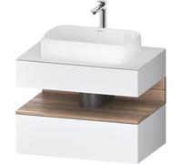 Duravit Collection One Meuble sous-vasque sur console, 1 tiroir, découpe au centre, 800x550x600mm, niche chêne mamelonné, QA4730055180010, QA4730055180010, Colorazione: Bianco opaco/con illuminazione