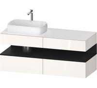 Duravit Collection One Meuble sous-vasque sur console, 2 tiroirs, 2 coulissants, découpe à gauche, 1400x550x600mm, crédence en chêne noir, QA4765016220010, QA4765016220010, Colorazione: Bianco lucido/