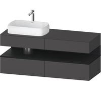 Duravit Collection One Meuble sous-vasque sur console, 2 tiroirs, 2 coulissants, découpe à gauche, 1400x550x600mm, crédence en chêne noir, QA4765016490000, QA4765016490000, Colorazione: Grafite opaca