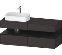 Duravit Collection One Meuble sous-vasque sur console, 2 tiroirs, 2 coulissants, découpe à gauche, 1400x550x600mm, crédence en chêne noir, QA4765016800010, QA4765016800010, Colorazione: Supermatt graf